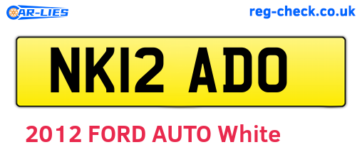 NK12ADO are the vehicle registration plates.