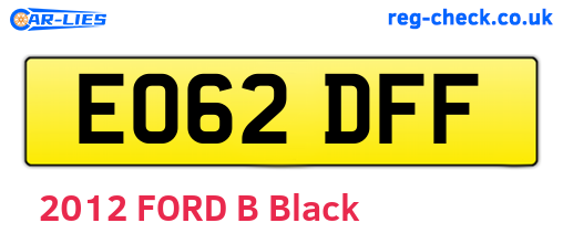 EO62DFF are the vehicle registration plates.