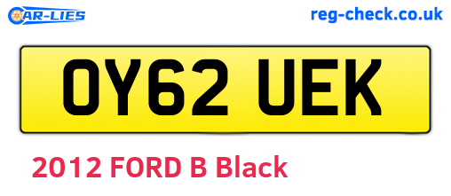 OY62UEK are the vehicle registration plates.