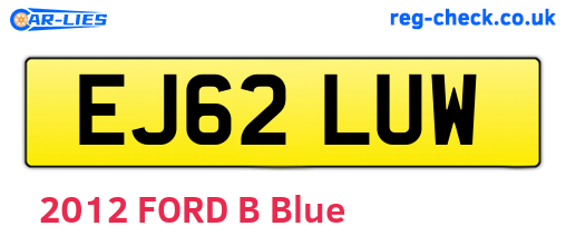 EJ62LUW are the vehicle registration plates.