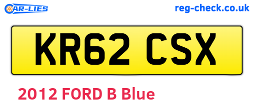 KR62CSX are the vehicle registration plates.