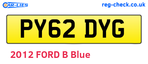 PY62DYG are the vehicle registration plates.