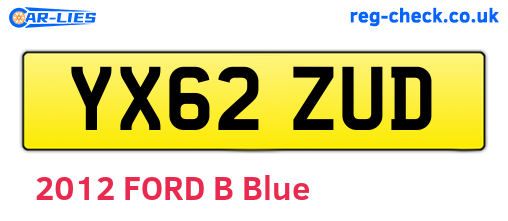 YX62ZUD are the vehicle registration plates.