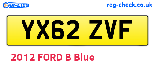 YX62ZVF are the vehicle registration plates.