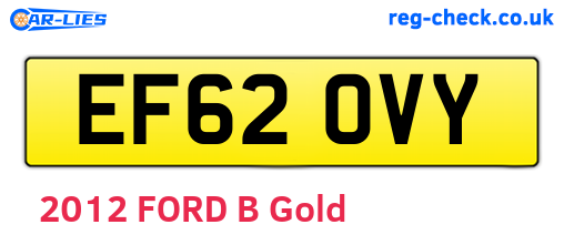 EF62OVY are the vehicle registration plates.