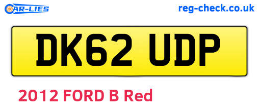 DK62UDP are the vehicle registration plates.