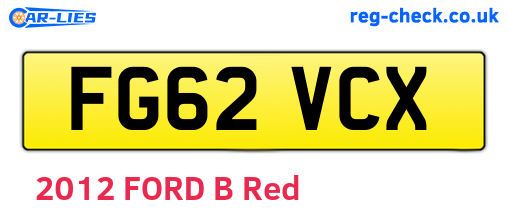 FG62VCX are the vehicle registration plates.