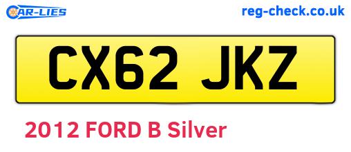 CX62JKZ are the vehicle registration plates.