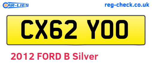 CX62YOO are the vehicle registration plates.