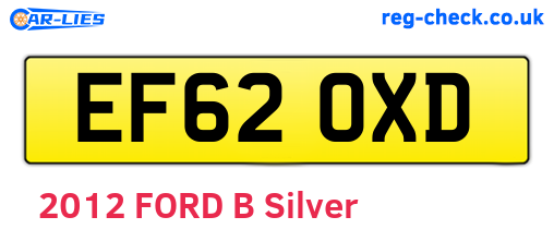 EF62OXD are the vehicle registration plates.