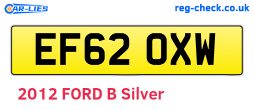 EF62OXW are the vehicle registration plates.