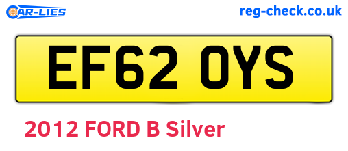 EF62OYS are the vehicle registration plates.