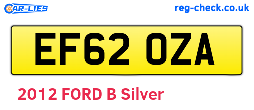 EF62OZA are the vehicle registration plates.
