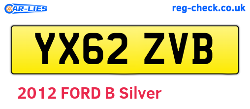 YX62ZVB are the vehicle registration plates.
