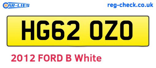 HG62OZO are the vehicle registration plates.