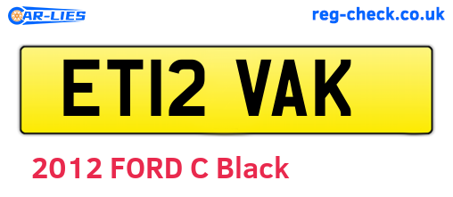 ET12VAK are the vehicle registration plates.