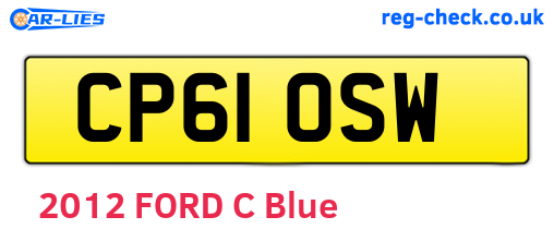 CP61OSW are the vehicle registration plates.