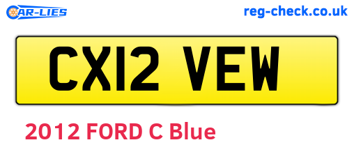 CX12VEW are the vehicle registration plates.