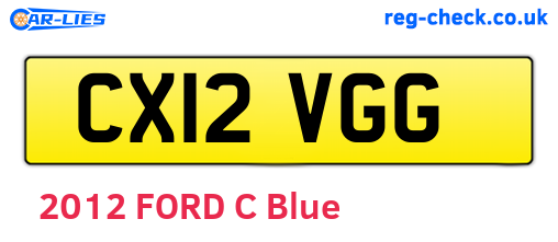 CX12VGG are the vehicle registration plates.