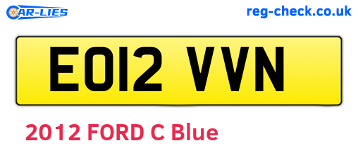 EO12VVN are the vehicle registration plates.