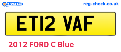 ET12VAF are the vehicle registration plates.