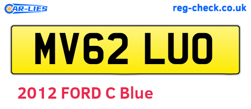 MV62LUO are the vehicle registration plates.