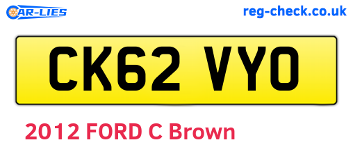 CK62VYO are the vehicle registration plates.