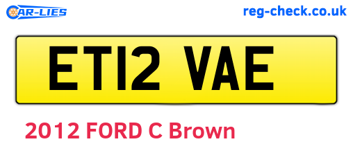 ET12VAE are the vehicle registration plates.