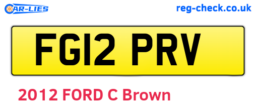 FG12PRV are the vehicle registration plates.