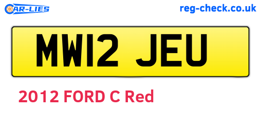 MW12JEU are the vehicle registration plates.