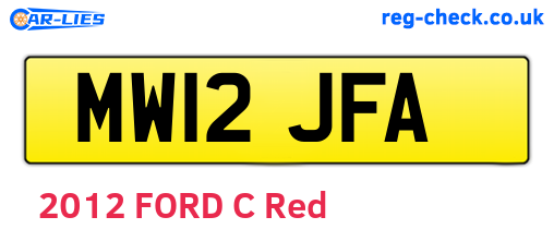 MW12JFA are the vehicle registration plates.