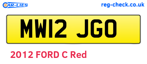 MW12JGO are the vehicle registration plates.