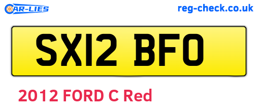 SX12BFO are the vehicle registration plates.
