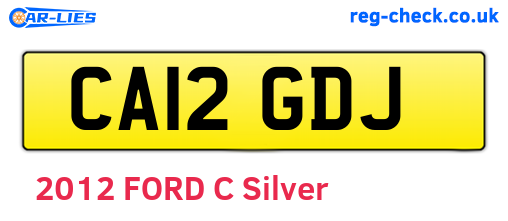 CA12GDJ are the vehicle registration plates.