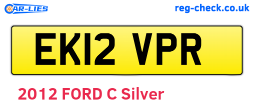 EK12VPR are the vehicle registration plates.