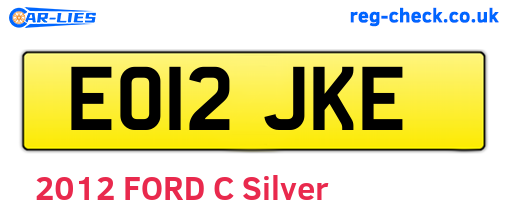 EO12JKE are the vehicle registration plates.