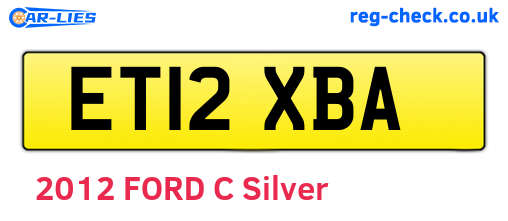 ET12XBA are the vehicle registration plates.
