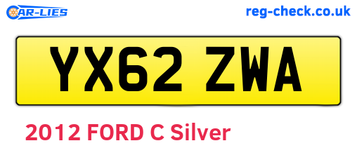 YX62ZWA are the vehicle registration plates.