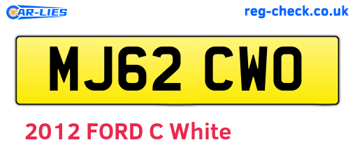 MJ62CWO are the vehicle registration plates.
