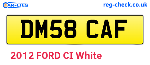 DM58CAF are the vehicle registration plates.