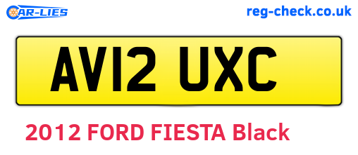 AV12UXC are the vehicle registration plates.