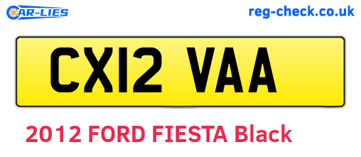 CX12VAA are the vehicle registration plates.