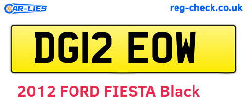 DG12EOW are the vehicle registration plates.