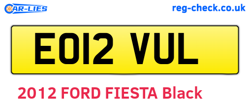 EO12VUL are the vehicle registration plates.