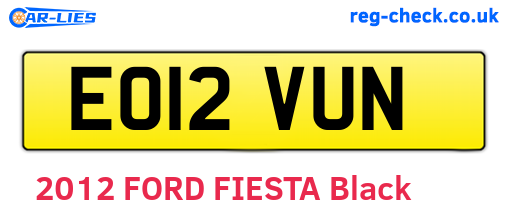 EO12VUN are the vehicle registration plates.