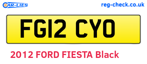 FG12CYO are the vehicle registration plates.
