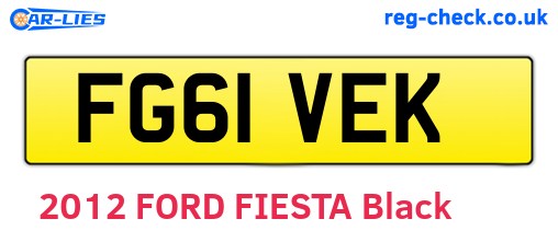 FG61VEK are the vehicle registration plates.