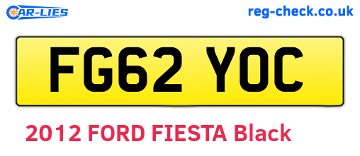 FG62YOC are the vehicle registration plates.