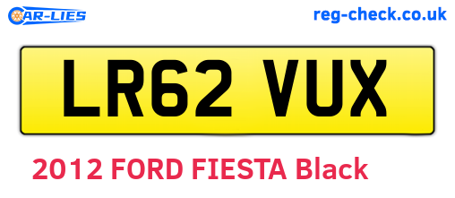 LR62VUX are the vehicle registration plates.