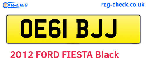 OE61BJJ are the vehicle registration plates.